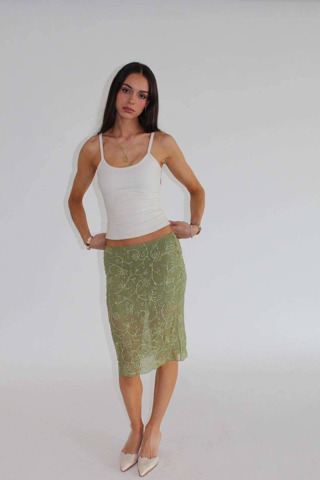 Silk Siqi Midi, Sage