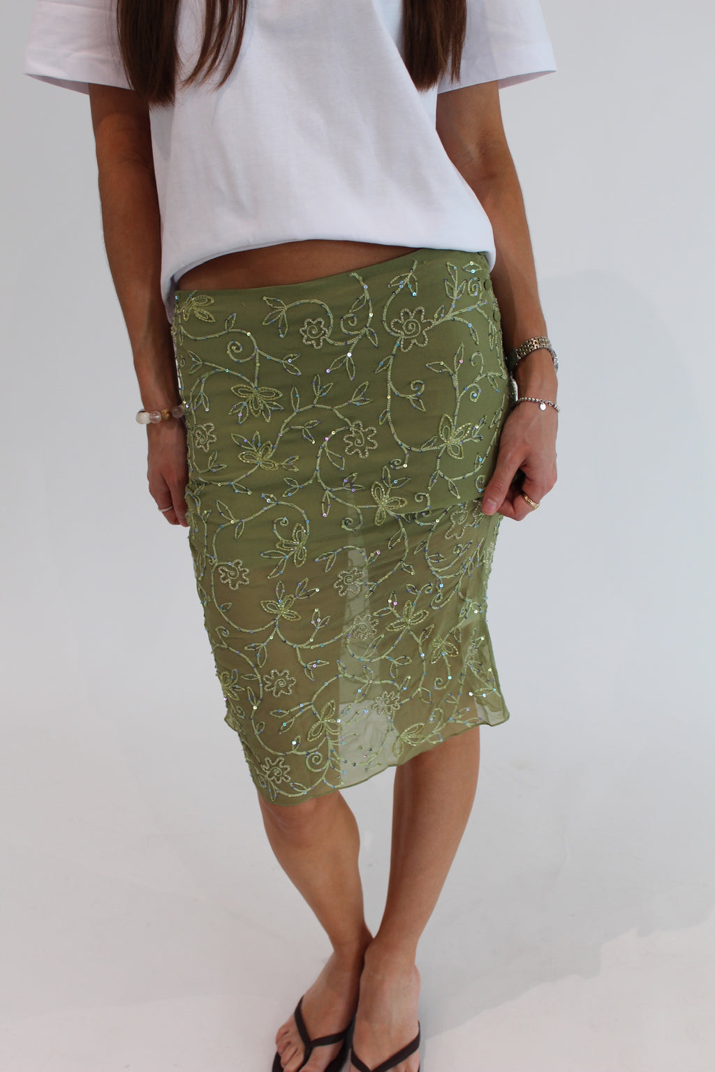Silk Siqi Midi, Sage